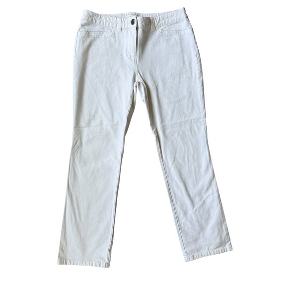 Chico's white cropped button zip two pocket stretchy jeans women's size 0 - Picture 1 of 9